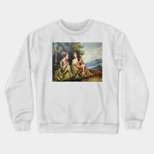 2 Women Sitting CountrySide Painting by my Father Crewneck Sweatshirt